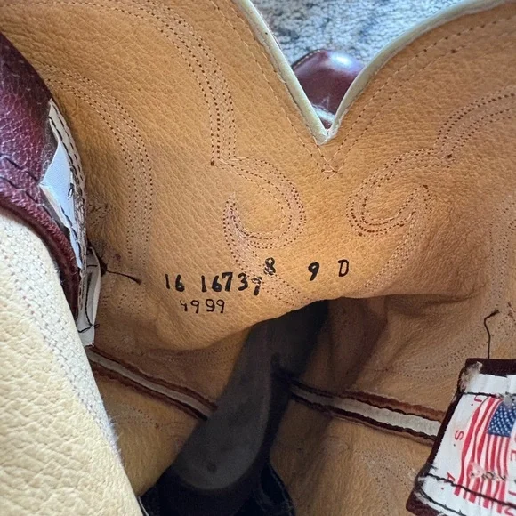 Olathe Brown/Red Leather Cowboy Boots - Picture 7 of 8